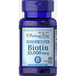 Біотин Biotin 10000 mcg Ultra Mega 100 softgels Puritan's Pride