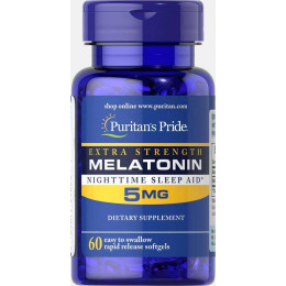 Мелатонін Екстра Сила Puritan's Pride Extra Strength Melatonin 5 mg 60 Softgels Puritan's Pride