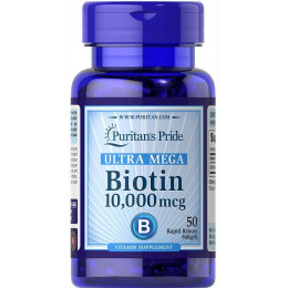 Біотин Puritan's Pride Biotin 10000 mcg Ultra Mega 50 softgels Puritan's Pride