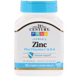 Цинк 21st Century Zinc Plus Vitamins C & B-6 Cherry Flavor 90 Chewable Tablets 21st Century