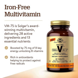 Мультивітамінний комплекс Solgar Formula VM-75 IRON-FREE FORMULA 90tabs Solgar