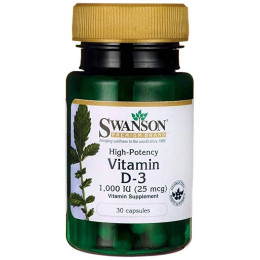 Вітамін D3 Swanson Vitamin D3 High Potency 1000 IU (25 mcg) 30 caps Swanson