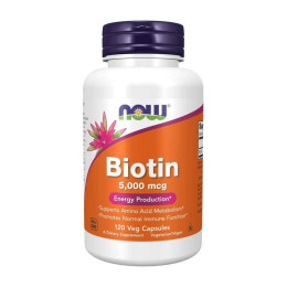 Биотин NOW Biotin 5000 mcg 120 veg caps