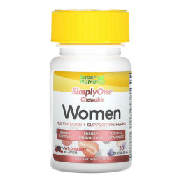 Мультивітамінний комплекс Women, Multivitamin + Supporting Herbs 30 Chewables (Wild-Berry) Super Nutrition