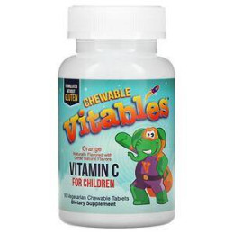 Жувальний вітамін С для дітей Vitables Vitamin C For Children Ascorbic Acid/Bioflavonoid Complex 90 Vegetarian Gummies (Orange) Vitables