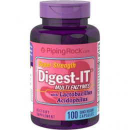 Харчові ферменти з пробіотиками Piping Rock Digest-IT Multi Enzymes Super Strength with Probiotics 100 Capsules Piping Rock