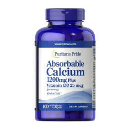 Кальцій з вітаміном D3 Puritan's Pride Absorbable Calcium 1200 mg Plus Vitamin D3 25 mcg 100 Softgels Puritan's Pride