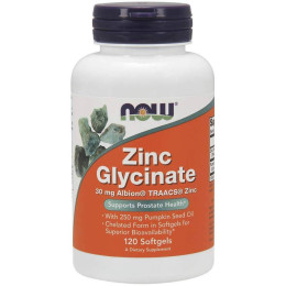 Гліцинат цинку Now Zinc Glycinate 30 mg 120 softgels Now Foods