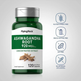 Экстракт корня ашвагандха Piping Rock Ashwagandha Root, 920 mg (per serving), 120 Quick Release Capsules Piping Rock