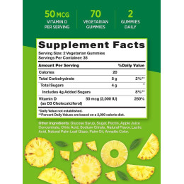 Vitamin D3 (Natural Pineapple), 2000 IU, 70 Vegetarian Gummies Nature's Truth