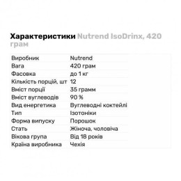 Изотоник Nutrend ISODRINX 420g (Green apple) Nutrend