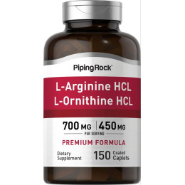 L-Arginine HCL & L-Ornithine HCL, 150 Coated Caplets Piping Rock