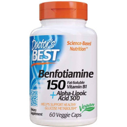 Бенфотіамін + Альфа-ліпоєва кислота Doctor's Best Benfotiamine 150 + Alpha-Lipoic Acid 300, 60 Veggie Caps Doctor's s Best