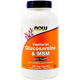 Глюкозамін і МСМ Now Vegetarian Glucosamine & MSM 500 / 500 / 240 Vcaps Now Foods