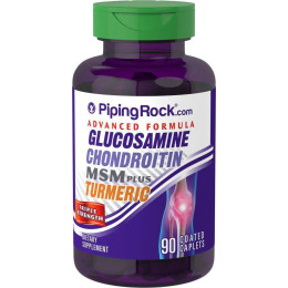 Глюкозамин Advanced Triple Strength Glucosamine Chondroitin MSM Plus Turmeric, 90 Coated Caplets Piping Rock