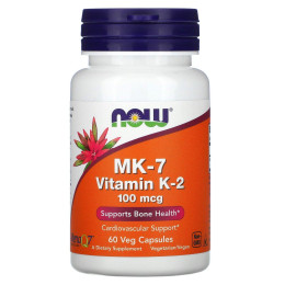 MK-7 Витамин K-2 Now Foods (MK-7 Vitamin K-2) 100 мкг 60 капсул