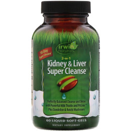 2 в 1 супер очисник нирок та печінки Irwin Naturals (2 in 1 Kidney & Liver Super Cleanse) 60 рідких капсул