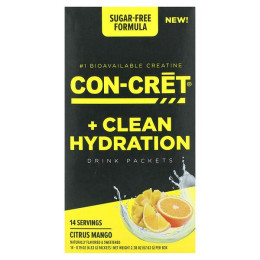 Чистий напій для зволоження Con-Cret Clean Hydration Drink Packets, Sugar-Free 14 Packets, (4.83 g) (Citrus Mango)