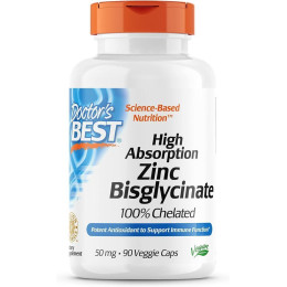 Бисглицинат цинка Doctor's Best High Absorption Zinc Bisglycinate 100% Chelated 50 mg 90 Veggie Caps Doctor's Best