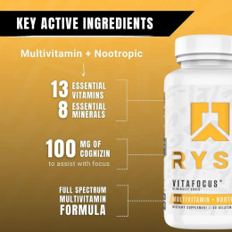 Мультивітаміни Ryse Supps Vitafocus, Multivitamin + Nootropic, 60 Gelatin Capsules