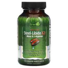 Вітаміни для лібідо чоловіків Irwin Naturals Steel-Libido X2, Maca & L-Arginine, 75 Liquid Soft-Gels Irwin Naturals