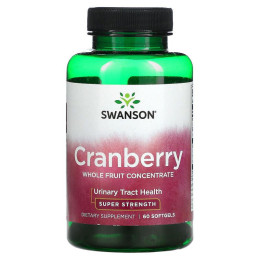 Биологически активная добавка Swanson Cranberry, Whole Fruit Concentrate, Super Strength, 60 Softgels Swanson