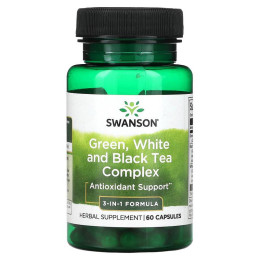 Комплекс из зеленого, белого и черного чая Swanson Green, White and Black Tea Complex, 60 Capsules Swanson