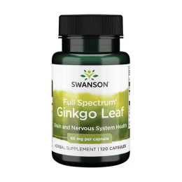 Листья гинкго Swanson Full Spectrum Ginkgo Leaf, 60 mg 120 Caps Swanson