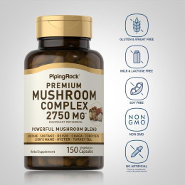 Комплекс грибов Piping Rock 8 Mushroom Complex, 2750 mg (per serving), 150 Vegetarian Capsules Piping Rock