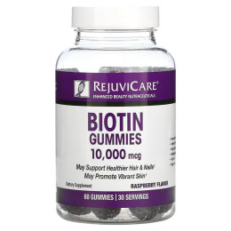 Биотин Rejuvicare Biotin Gummies 10,000 mcg, 60 Gummies (Raspberry)