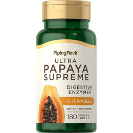 Для травлення Папая Piping Rock Ultra Papaya Enzyme Supreme, 180 Chewable Tablets Piping Rock