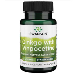 Гинко с Винпоцетином Swanson Ginko with Vinpocetine 60 caps Swanson