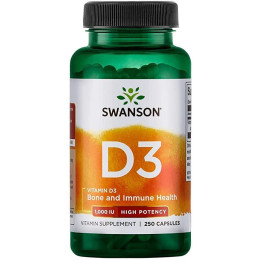 Vitamin D3 High Potency 1000IU 25 mcg 250 caps Swanson