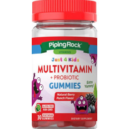 Мультивитамины + пробиотические жевательные конфеты Piping Rock Kids Multivitamin + Probiotic Gummies 30 Piping Rock