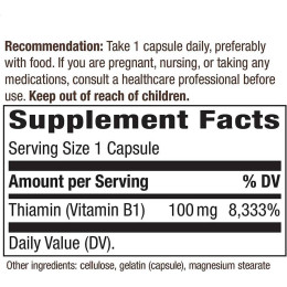 Vitamin B-1, 100 mg, 100 Capsules Nature's Way