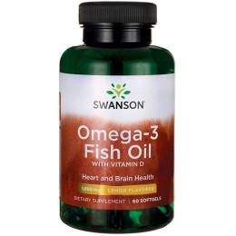 Omega-3 Fish Oil with Vitamin D 1000 mg 60 Sgels (Lemon) Swanson