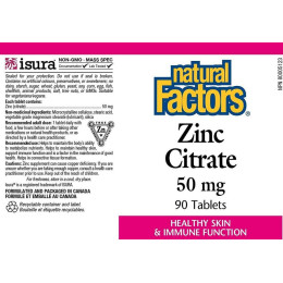 Цинк Zinc Citrate 50mg 90 Tablets Natural Factors