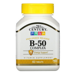 Комплекс витаминов 21st Century B-50 Complex Prolonged Release 60 Tablets 21st Century