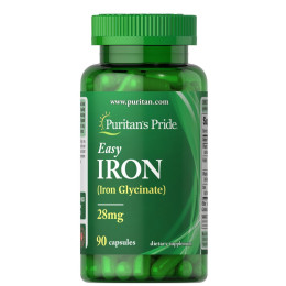 Залізо Puritan's Pride Iron 28 mg (Iron Glycinate) 90 capsules Puritan's Pride