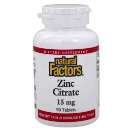 Zinc Citrate 15 mg 90 Tablets Natural Factors