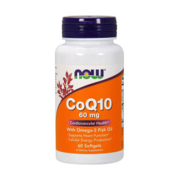 Коэнзим Q10 NOW Foods CoQ-10 60 mg with Omega-3 Fish Oil 60 softgels NOW