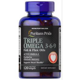 Omega 3-6-9 Triple Fish & Flax Oils 120 Softgels Puritan's Pride