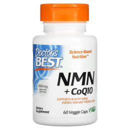 Никотинамидмононуклеотид + коэнзим Doctor's Best NMN 150 mg + CoQ10 50 mg, 60 Veggie Caps Doctor's Best