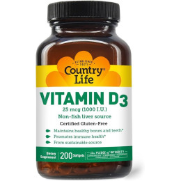 Витамин Д3 Country Life High Potency Vitamin D3 10000 IU 200 Softgels Country Life