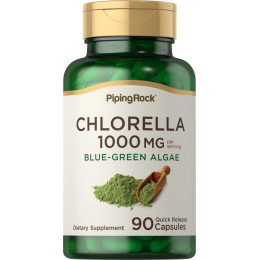 Хлорелла Piping Rock Chlorella Blue-Green Algae, 1000 mg (per serving), 90 Quick Release Capsules Piping Rock