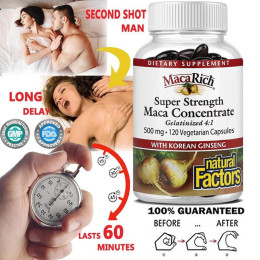 Organic MacaRich, Super Strength Power Maca with Ginseng, 500 mg, 90 Vegetarian Capsules Natural Factors