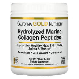 Пептиди з морського колагену California Gold Nutrition Hydrolyzed Marine Collagen Peptides, Unflavored 200 g California Gold Nutrition