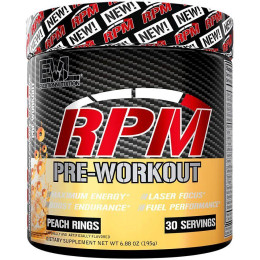 RPM, Pre-Workout 195 g (Peach Rings) Evlution Nutrition