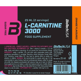 Карнитин L-Carnitine Ampoule 3000 mg 20x25 ml (Orange) BioTech