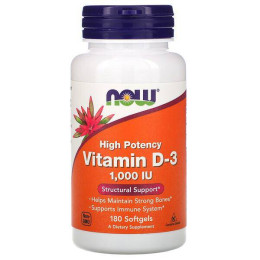 Вітамін D-3 Now Vitamin D-3 1000 IU 180 soft